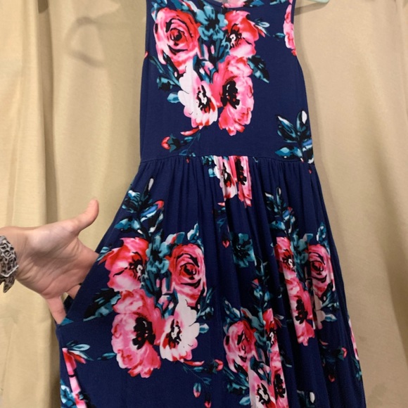 Blue/Pink Floral Sundress - with pockets! | M - Picture 2 of 5